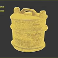 Traditional Red Brown Wooden Bucket With Lid Handle And Decorative Patterns