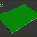 3D Terrain Model with Mountain Ranges Blue Lake and Winding Rivers