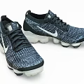 Nike Black Gray Knit Upper Running Shoes With White Logo And Air Cushion Sole