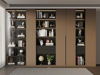 Modern Wooden Bookcase With Multiple Open Shelves Books And Decorative Pieces 3d model