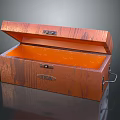 Open Wooden Tea Box Featuring Orange Interior Wooden Texture And Metal Latches Handles
