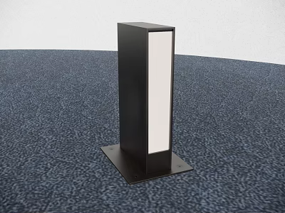 Black Columnar Outdoor Light With Square Base And Central White Light Section 3d model
