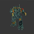 Game And Movie Character Detailed Sci Fi Robot With Mechanical Armor Orange Black Joints