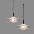 Modern Minimalist Pendant Lights With White Double Layer Shade And Metal Rod Design