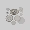 Elegant White Dinnerware Set With Leaf Shaped Plates Textured Edges Cups And Bowls 3d model