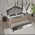 Classic Solid Wood Double Bed With Tufted Upholstered Headboard For Cozy Elegant Bedroom Space