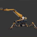 Orange Robotic Construction Equipment Featuring Multi Legged Design And Articulated Arm 3d model