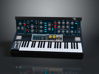 portable synthesizer mixer reverberator tuner mixer mixing equipment 3d model