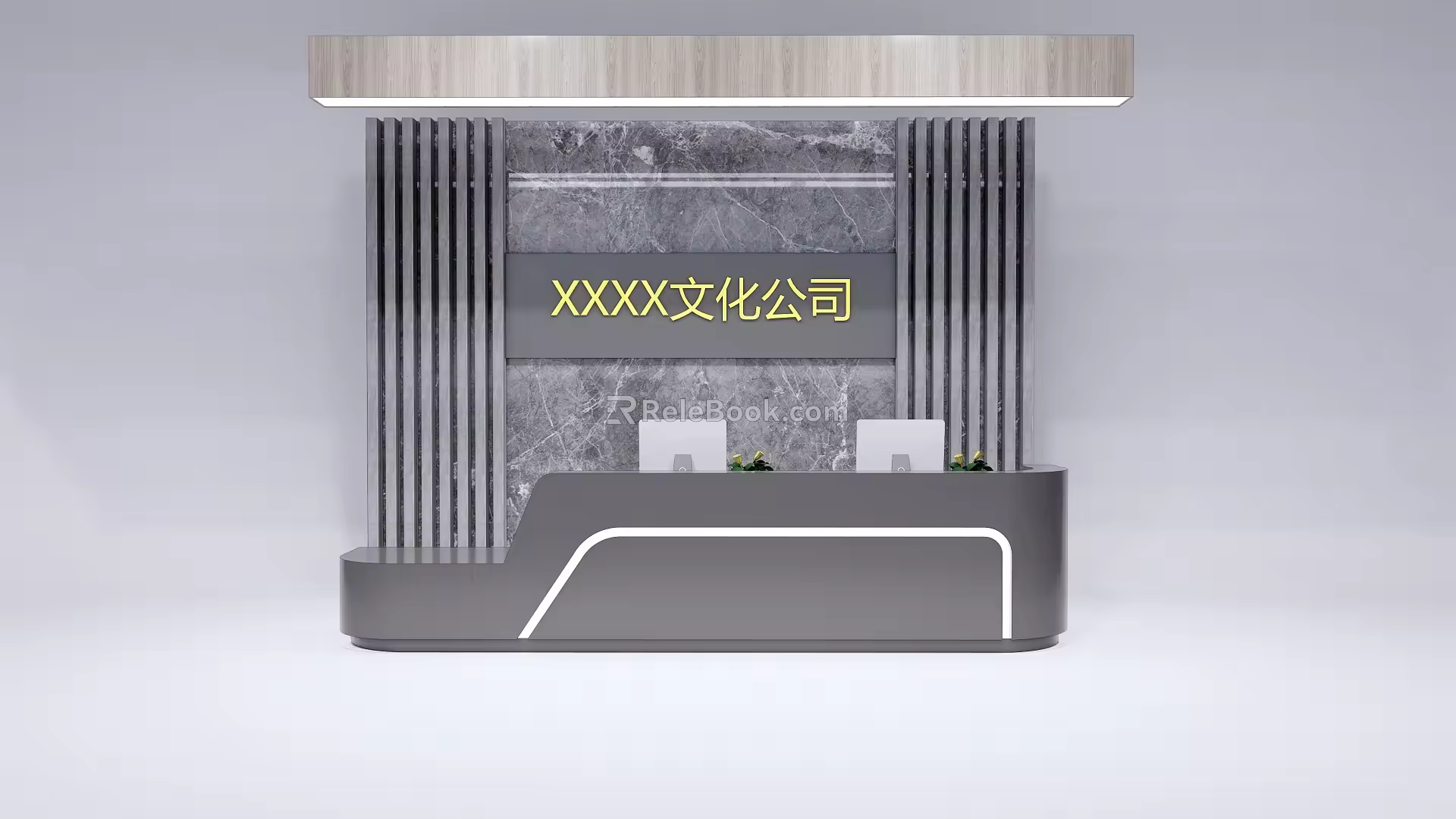 Company front desk background wall reception desk 3d model