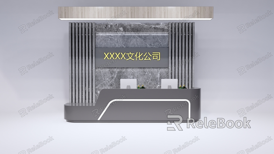 Company front desk background wall reception desk model