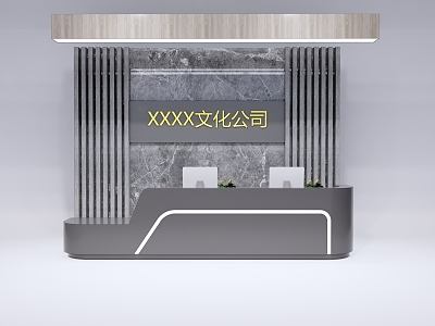 Company front desk background wall reception desk model