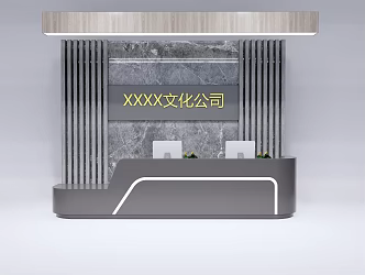 Company front desk background wall reception desk 3d model