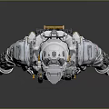 Detailed Advanced Space Suit Design With White Exterior Helmet And Red Accents
