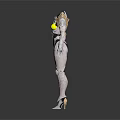 Futuristic Humanoid Design Featuring White Mechanical Armor Yellow Accents And Intricate Patterns
