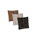 Stylish Decorative Throw Pillows in Brown Beige Black with Abstract Geometric Line Patterns 3d model