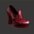 Shiny Red High Heels With Buckle Strap And Fringe Design For Women