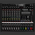 Professional Audio Mixing Console With Colorful Knobs Faders And Control Buttons
