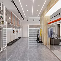 Modern Clothing Store Interior With Display Racks Seating Area And Wall Art