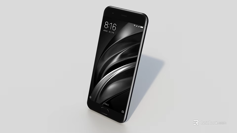 Black Smartphone With Screen Display Time 8 16 And Abstract Background 3d model 