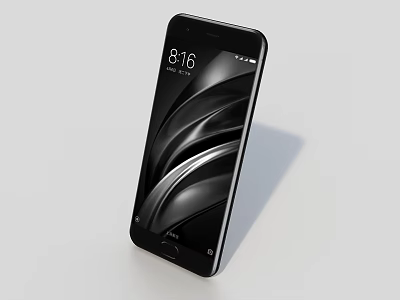 Black Smartphone With Screen Display Time 8 16 And Abstract Background 3d model