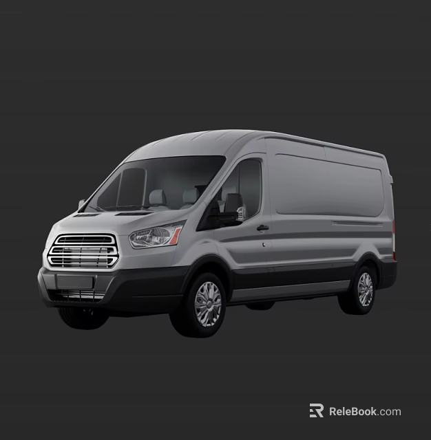 Silver Commercial Van With Modern Exterior Design And Sleek Body Profile 3d model 