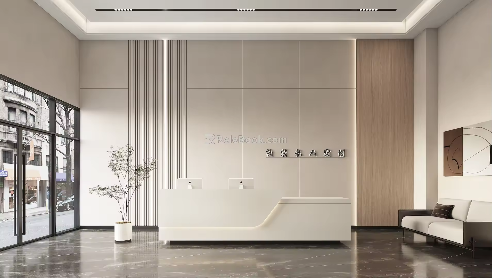Modern foreground background wall 3d model