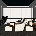 Modern Home Theater Interior Design With Starry Ceiling And Comfortable Seats Herringbone Floor