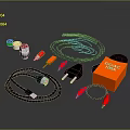 Electronic Accessories Kit Including Cables Plugs DCAC Adapter And Connectors 3d model