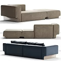 Modern Modular Sofa Designs In Dark Blue And Brown With Soft Pillows 3d model