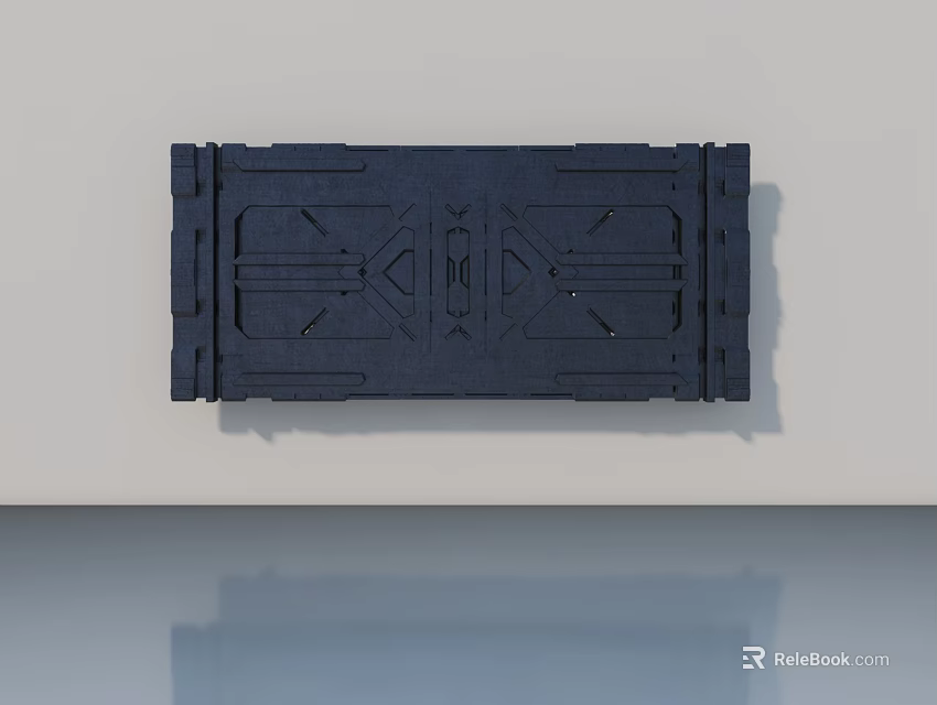 Sleek Black Metal Swing Door With Panel Design For Home Interior 3d model