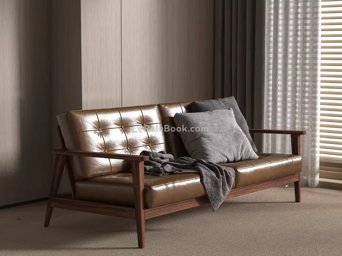 Japanese-style double sofa multi-person sofa 3d model