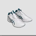 ASICS White High Top Basketball Shoes With Blue Accent And Comfortable Design