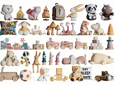 Colorful Plush Toys And Diverse Toy Assortment 3d model