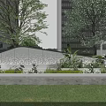 Modern Residential Building With Landscaped Gardens Lawn Flower Beds Trees And Illuminated Exterior