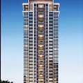 Park in Sky Residential Entrance With Modern Architecture Large Windows Green Plants And Illuminated Gateway