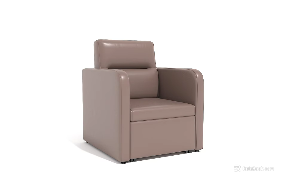 Light Brown Leather Single Sofa With Modern Armrest Design For Comfortable Interior Decor 3d model