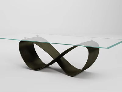 Modern Glass Top Dining Table With Black Infinity Shape Base Design 3d model