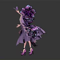 Female Character Wearing Purple Outfit With Butterfly Wings Headdress And Accessory