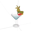Refreshing Blue Cocktail in Martini Glass with Lemon Twist and Cherry Garnish