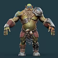 Game and Movie Character With Green Skin Large Beard Armor And Skull Decoration