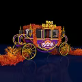 Disney Cinderella Carriage Photo Spot With Purple Gold Decor And Orange Flowers