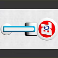 White Blue Mechanical Arm Biological Research Equipment With Red Circular Logo