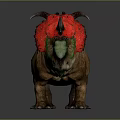 Triceratops Dinosaur Model With Red Green Frill And Brown Body Details