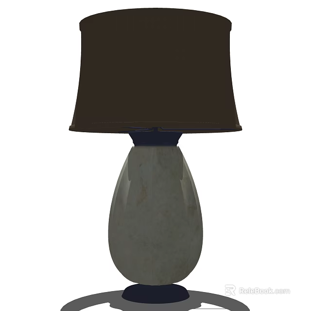 Modern Table Lamp With Dark Fabric Shade And Gray Ceramic Base 3d model 