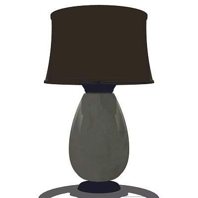 Modern Table Lamp With Dark Fabric Shade And Gray Ceramic Base 3d model