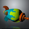 Colorful Toy Bomb Weapon Featuring Blue Green Orange Splatter Design