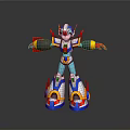 3D Model of Colorful Armored Robot Character as Futuristic Creature With Open Arms