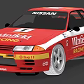 Red Nissan Racing Car With Yokohama Shell Winfield Sponsors And Number 1