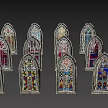 Vibrant Gothic Stained Glass Windows With Intricate Patterns And Colorful Designs
