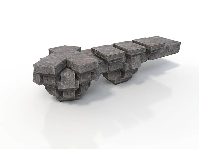 Rustic Gray Stacked Stone Structure Showcasing Solid Support And Rough Natural Texture 3d model